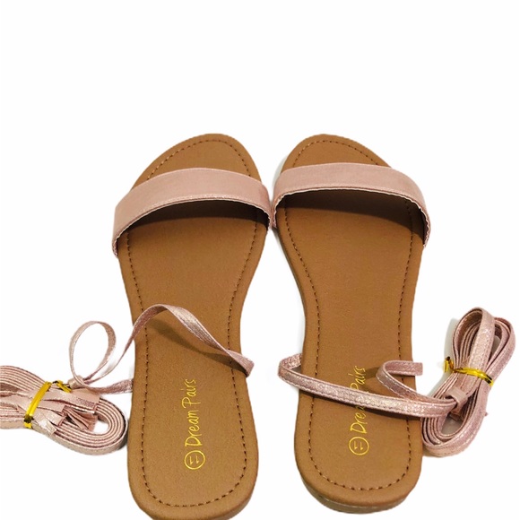 Dream Paris lace up flat sandals rose color - Picture 4 of 7
